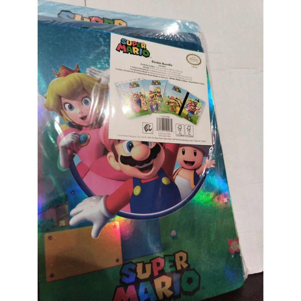 SUPER MARIO BROS BINDER BUNDLE NEW & SEALED School Supplies Set 4 Binder Bundle